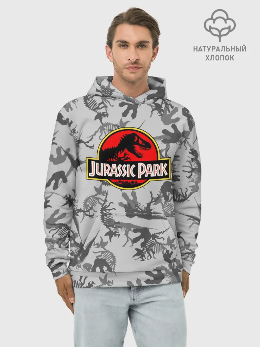 Худи мужской база хлопок / Парк Юрского Периода