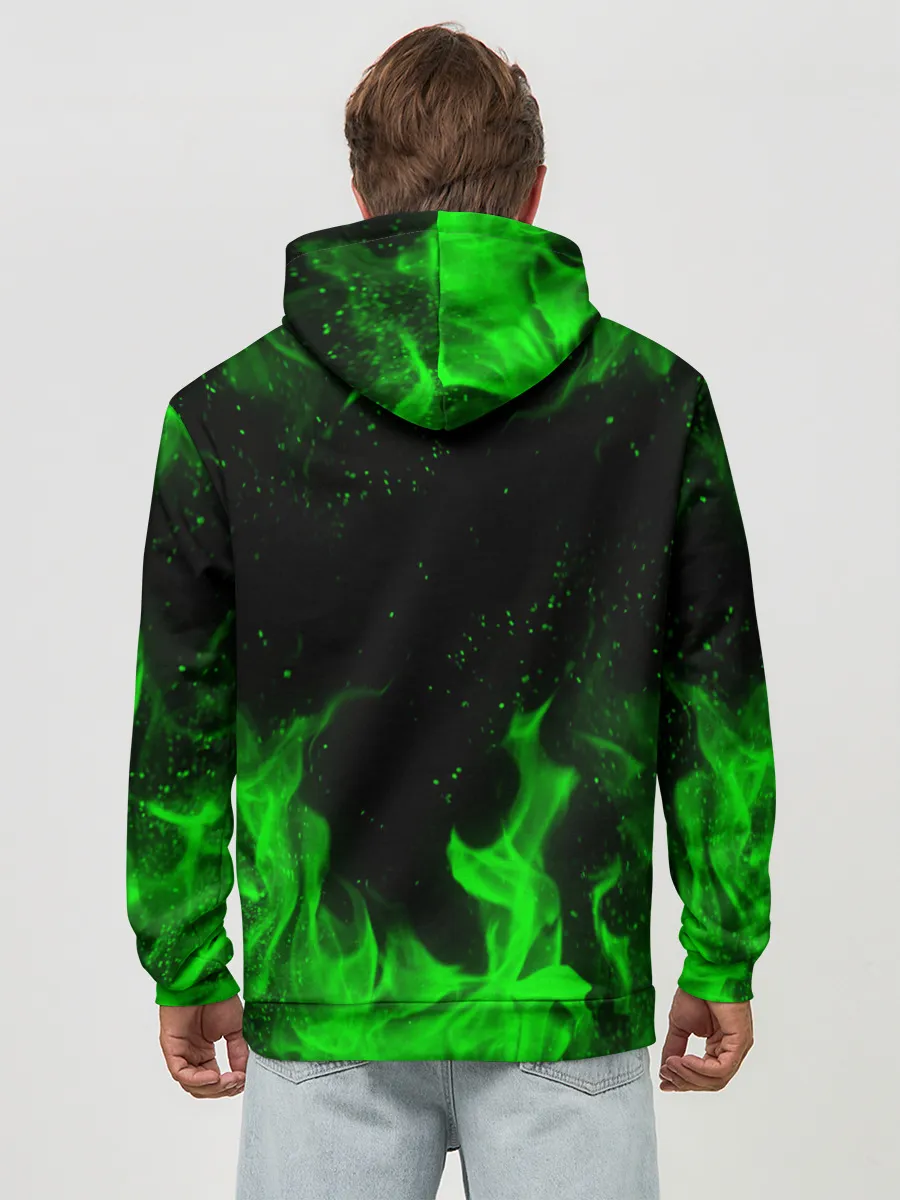 Худи мужской база хлопок / ЗЕЛЁНЫЙ ОГОНЬ | GREEN FIRE