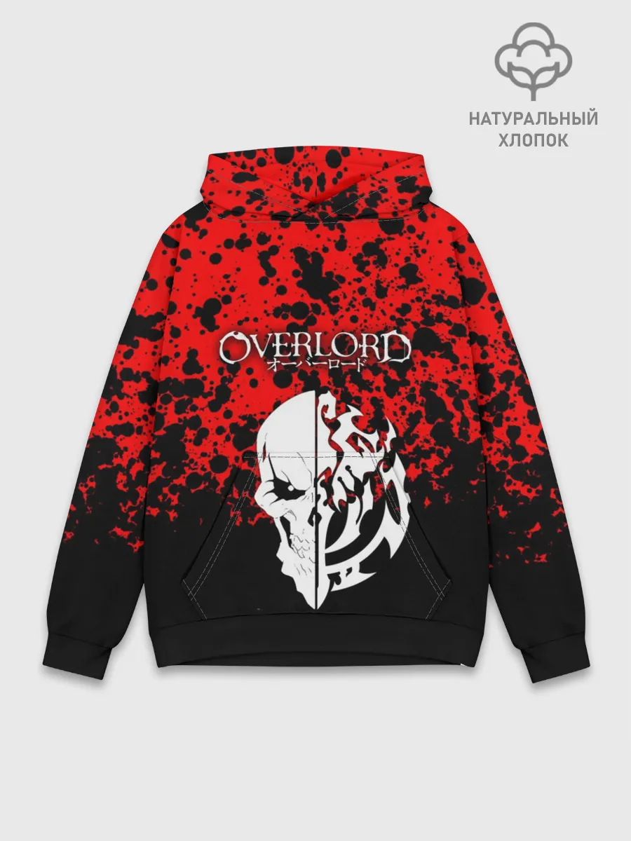 Худи мужской база хлопок / Overlord Skull red