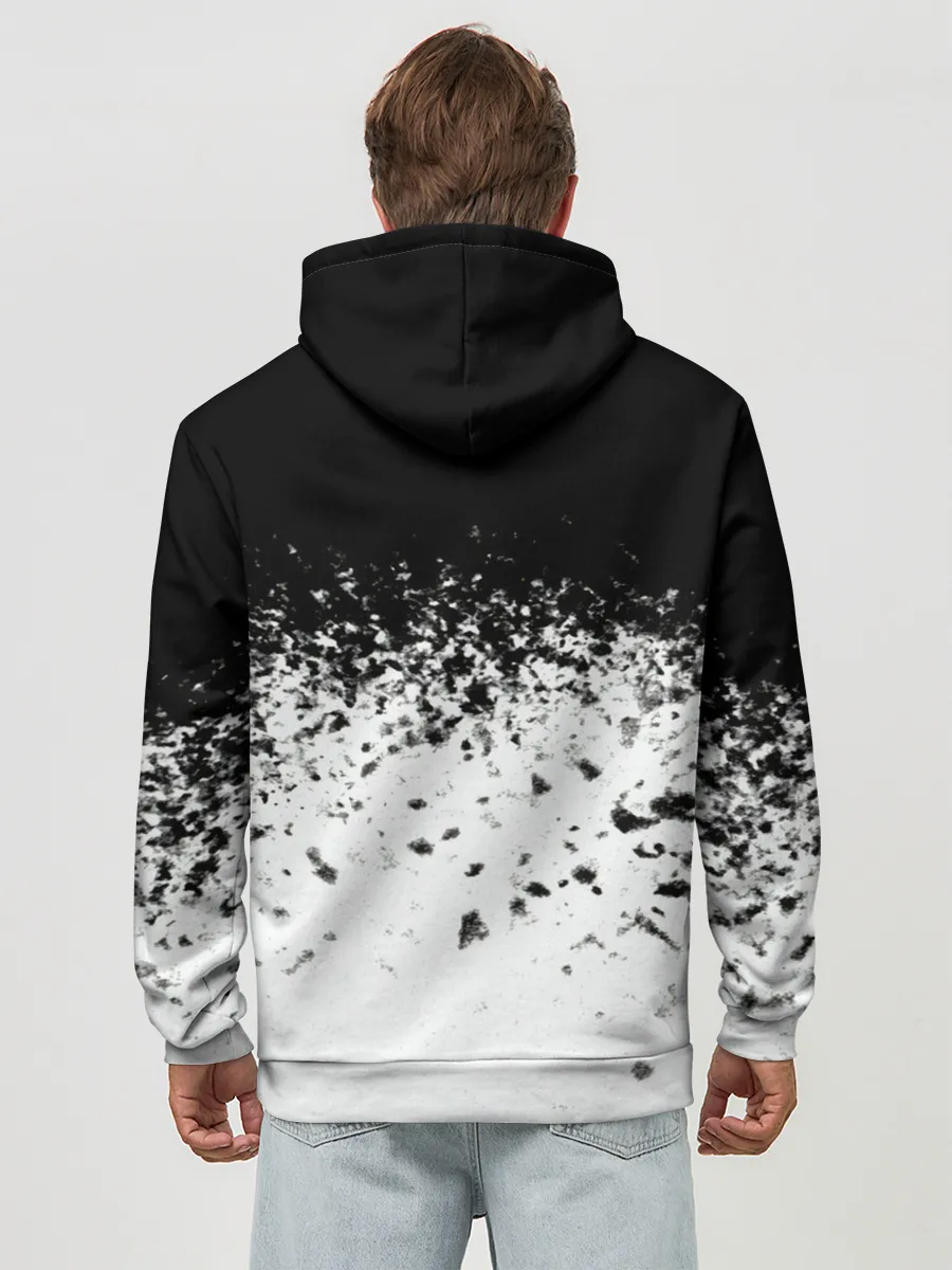 Худи мужской база хлопок / чб спрей оверлорд