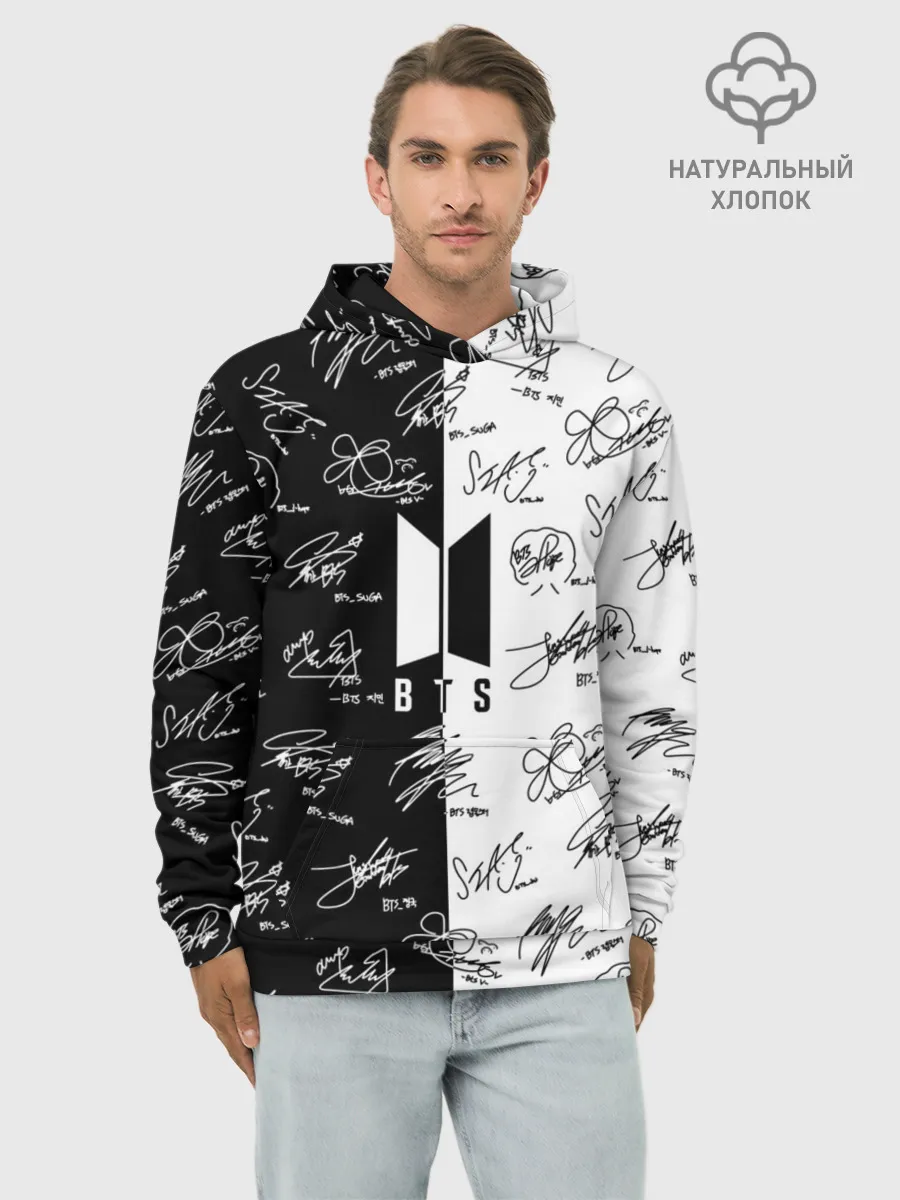 Худи мужской база хлопок / BTS АВТОГРАФЫ