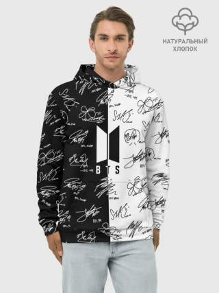 Худи мужской база хлопок / BTS АВТОГРАФЫ