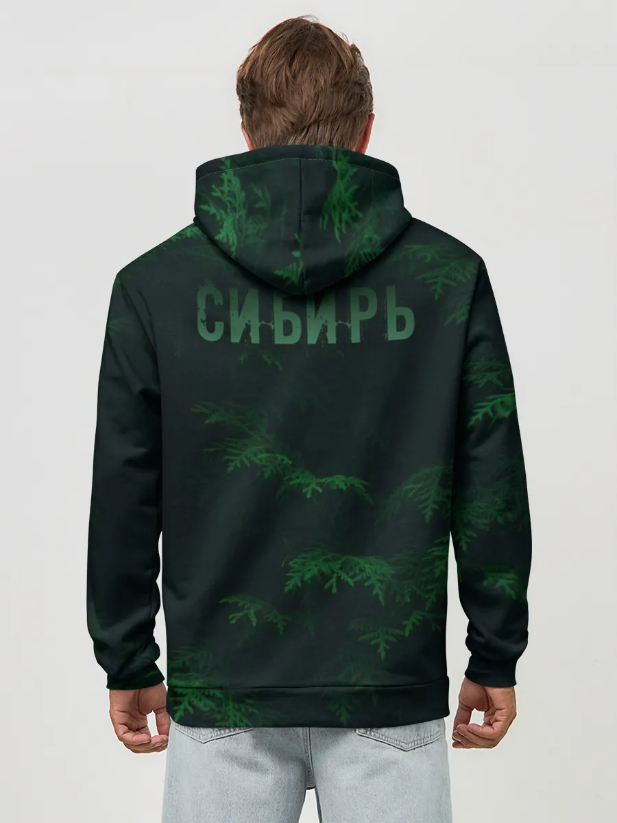 Худи мужской база хлопок / Сибирь. Лесной волк