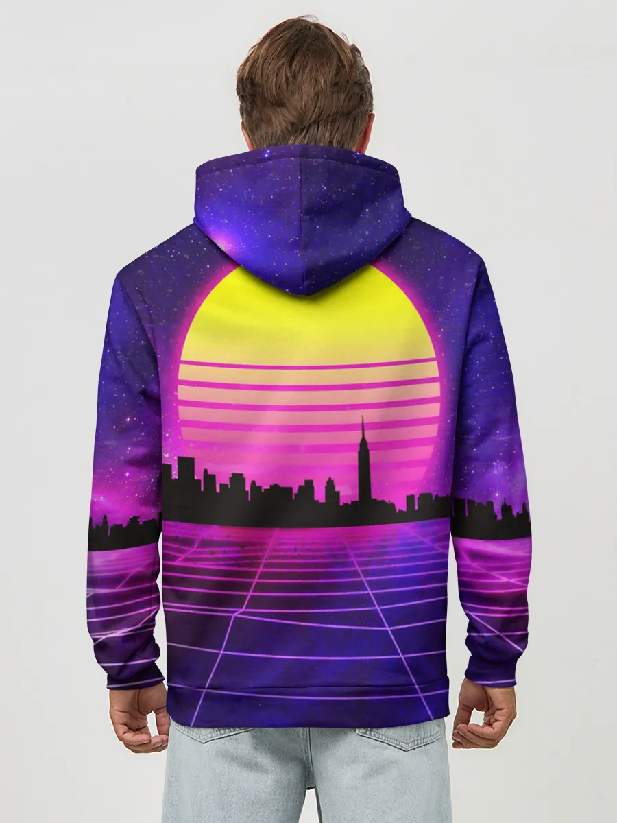 Худи мужской база хлопок / ГОРОД В НЕОНЕ