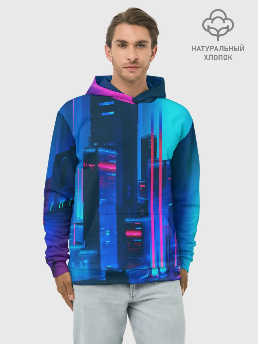 Худи мужской база хлопок / НОЧНОЙ ГОРОД