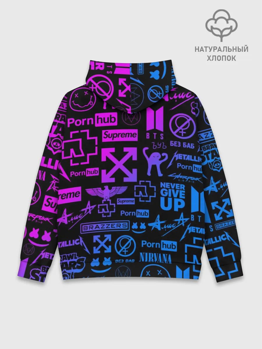 Худи мужской база хлопок / ЛУЧШИЕ ПРИНТЫ LOGOBOMBING