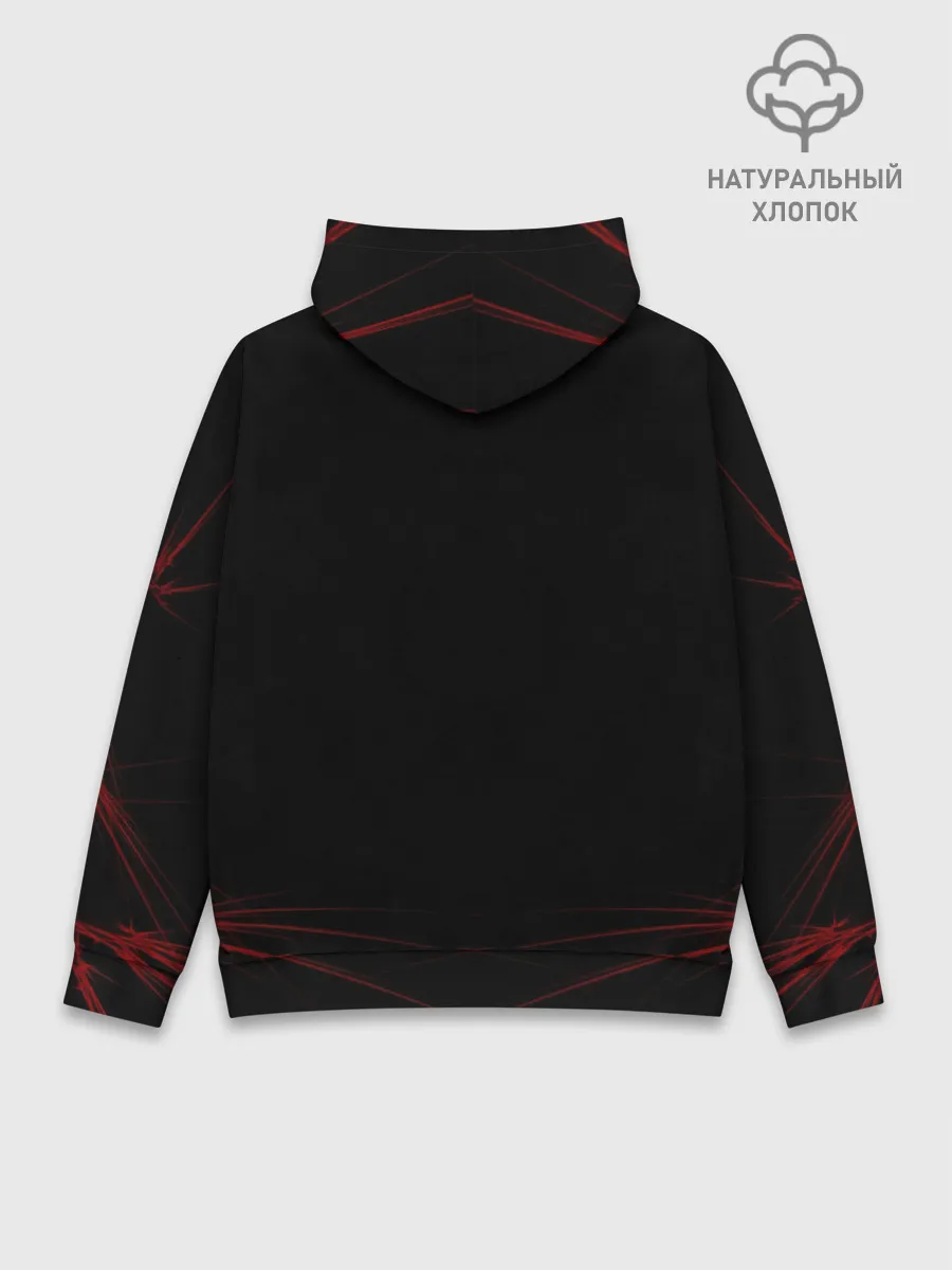 Худи мужской база хлопок / красный оверлорд молнии