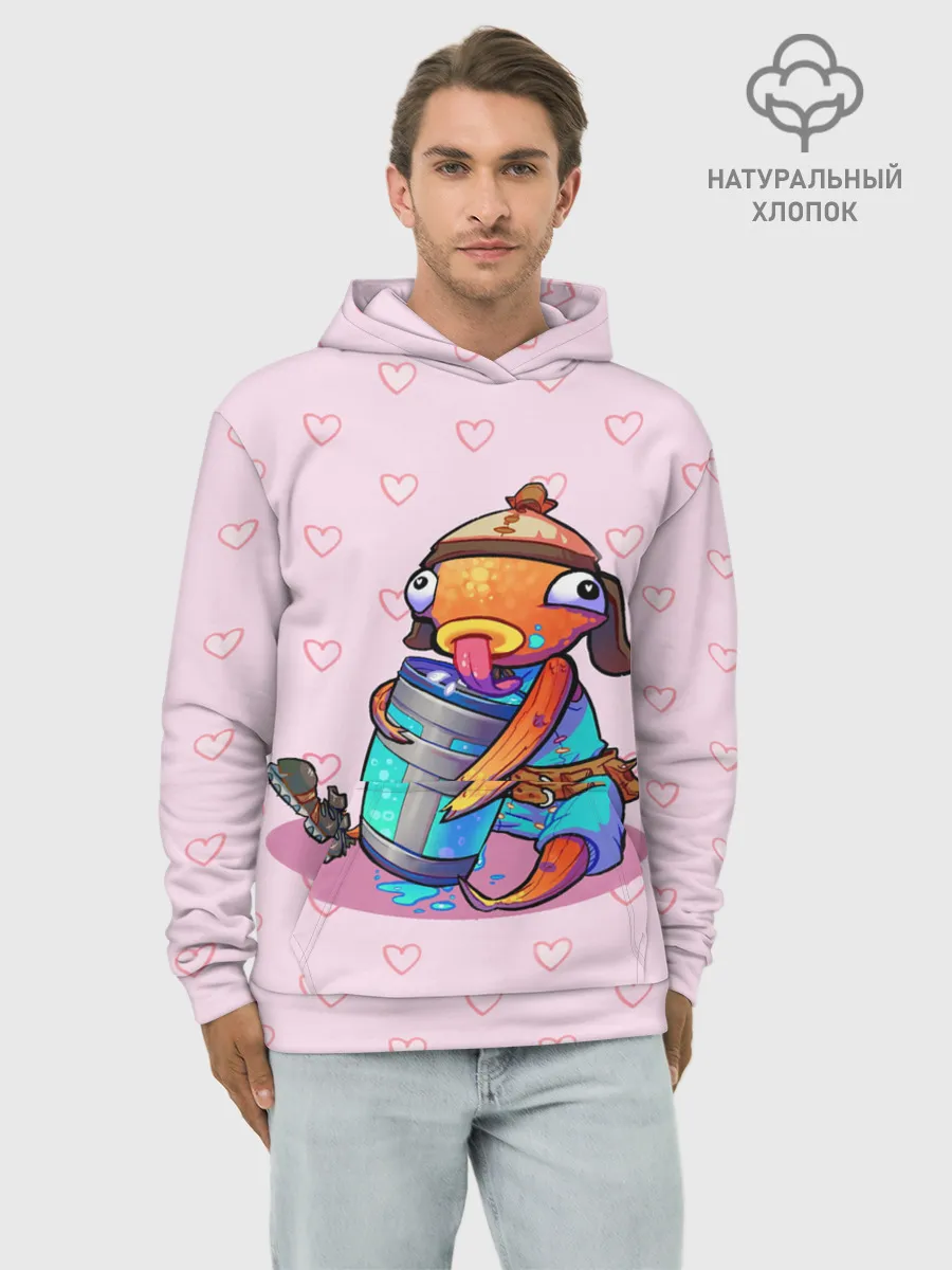 Худи мужской база хлопок / Рыба Фортнайт