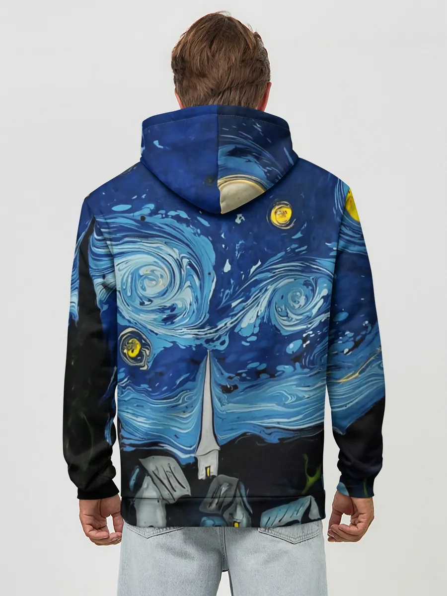 Худи мужской база хлопок / ЗВЁЗДНАЯ НОЧЬ ВАНГОГ