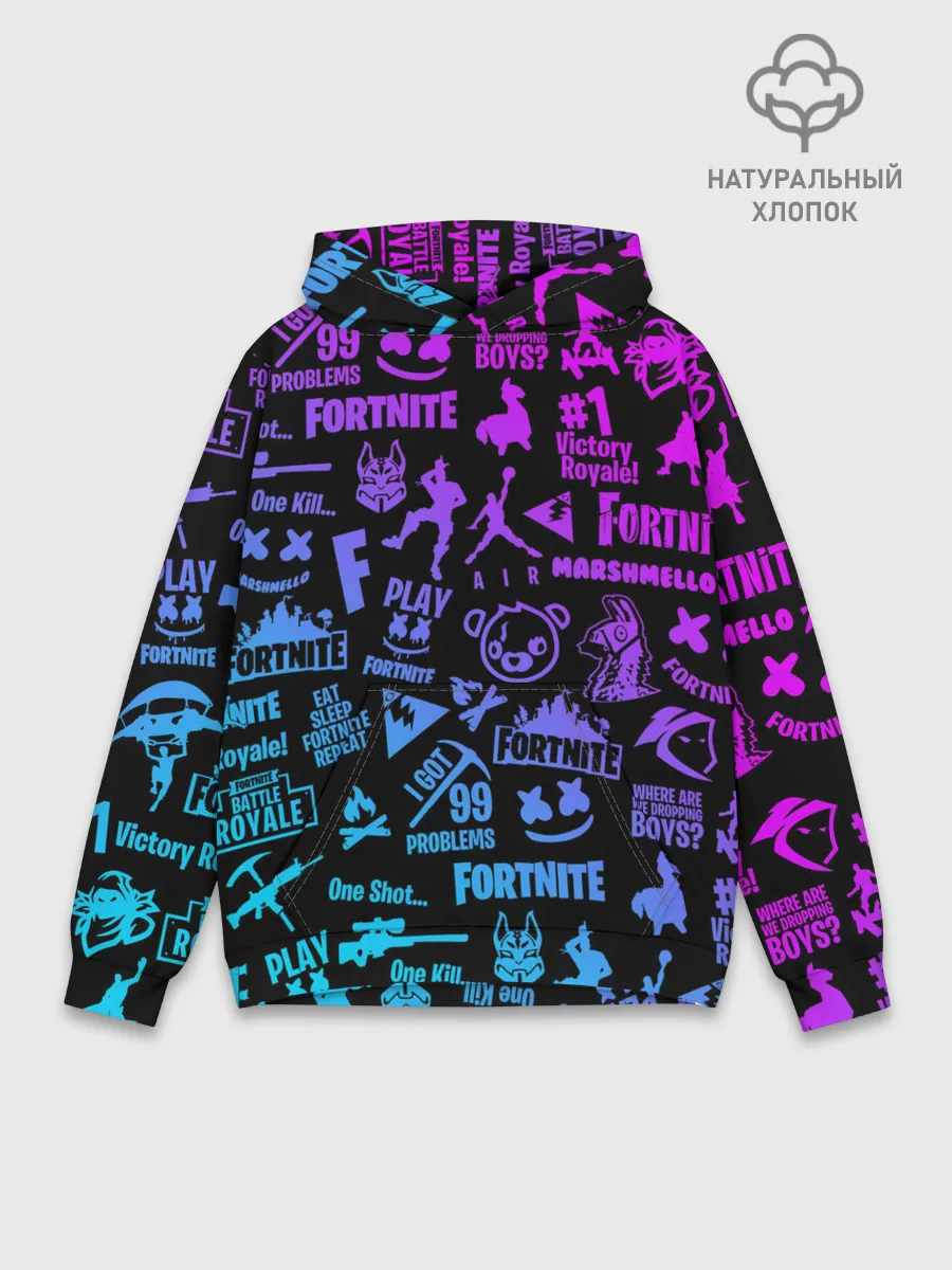 Худи мужской база хлопок / FORTNITE NEON | ФОРТНАЙТ НЕОН