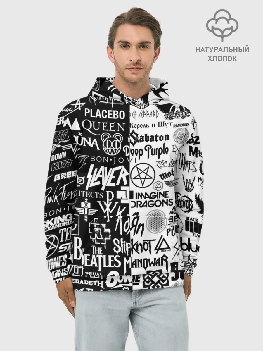 Худи мужской база хлопок / ЛОГОТИПЫ РОК ГРУПП