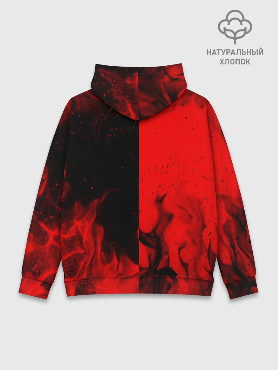 Худи мужской база хлопок / BLACK RED FIRE