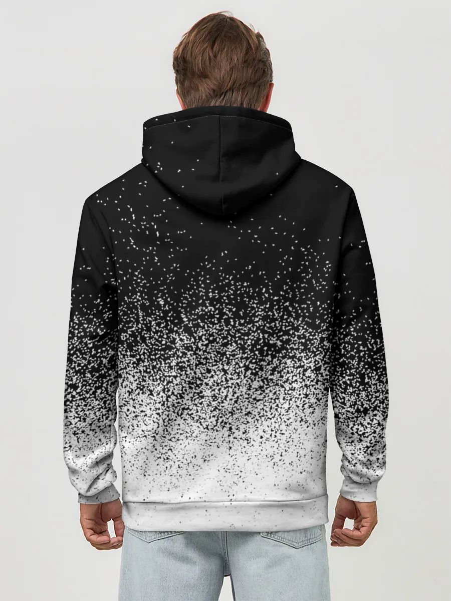 Худи мужской база хлопок / BLACK AND WHITE ABSTRACTION