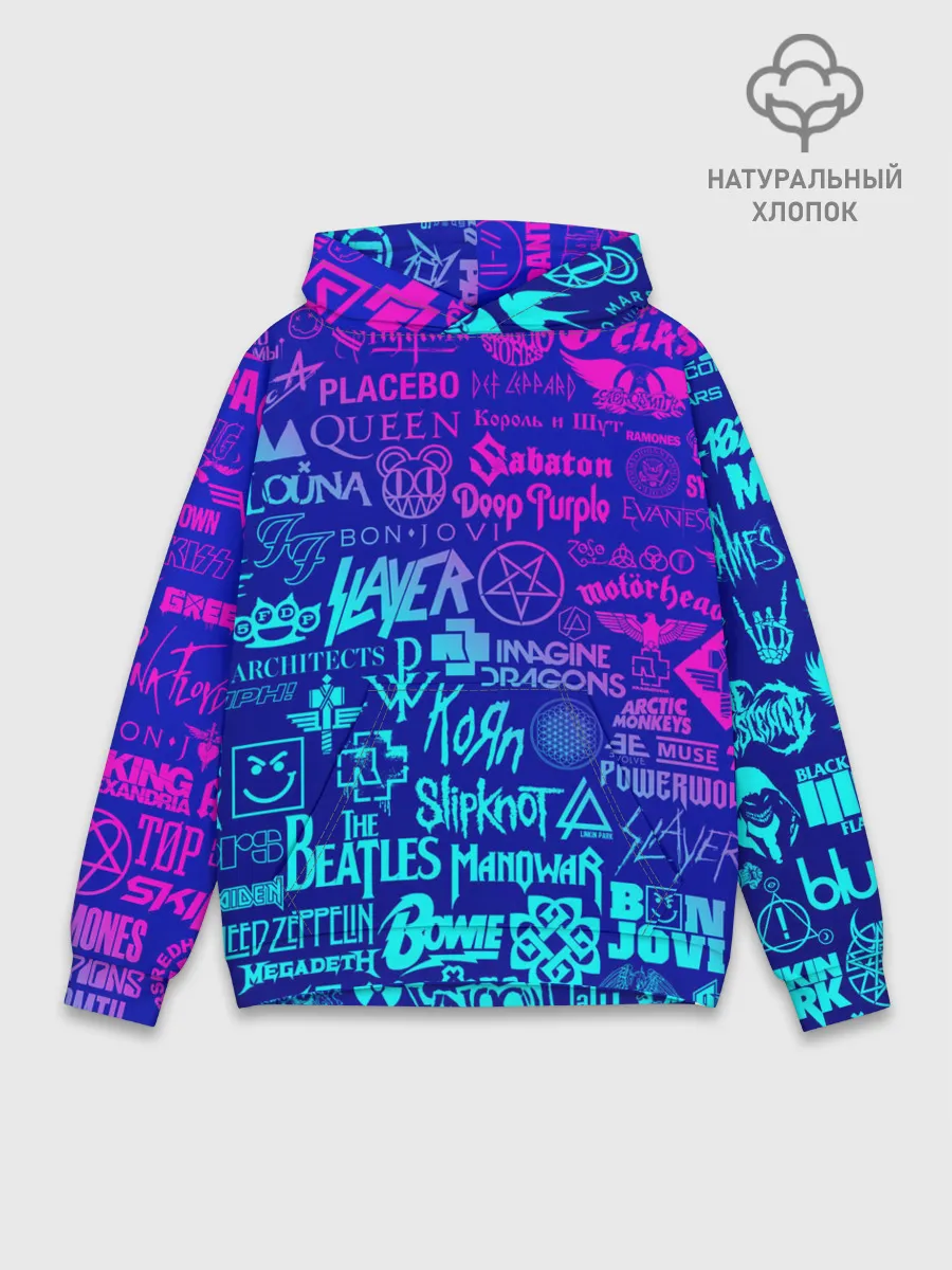 Худи мужской база хлопок / ЛОГОТИПЫ РОК ГРУПП