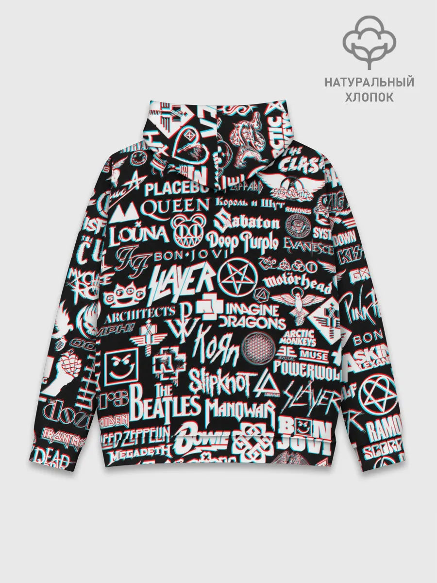 Худи мужской база хлопок / ЛОГОТИПЫ РОК ГРУПП GLITCH