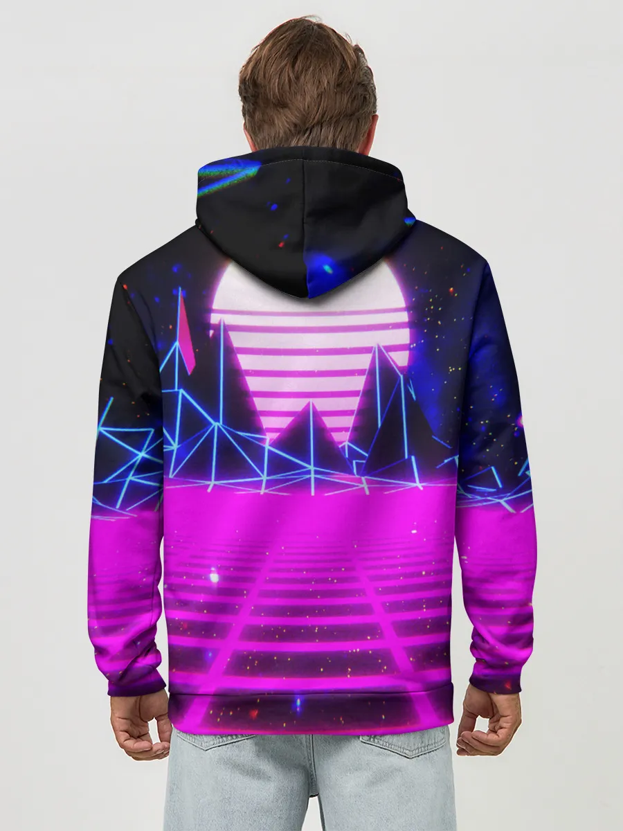 Худи мужской база хлопок / Ретро Стиль неон