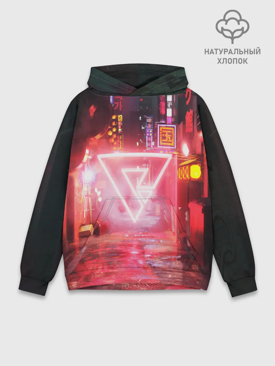 Худи мужской база хлопок / КИБЕР НЕОН