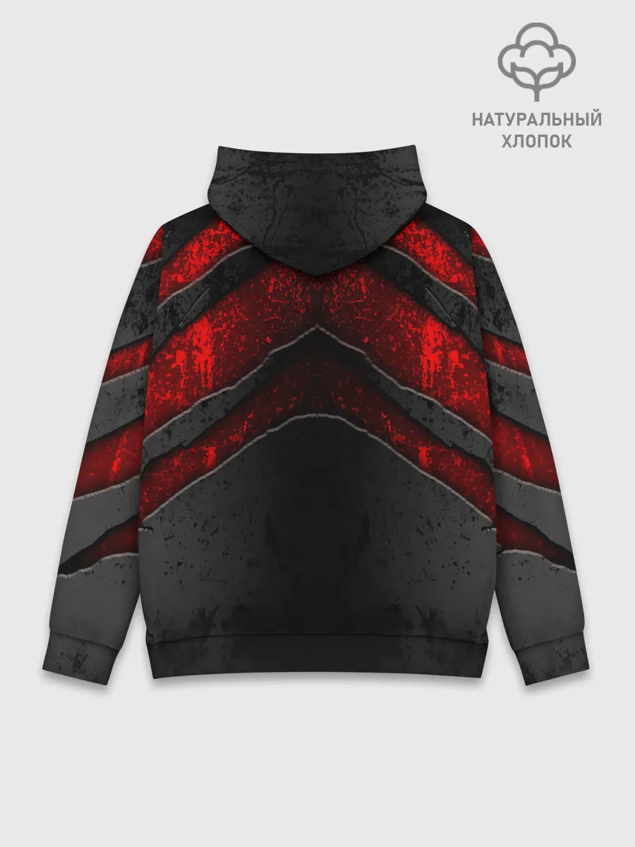 Худи мужской база хлопок / Black & Red Metal