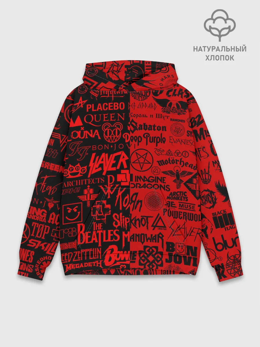 Худи мужской база хлопок / ЛОГОТИПЫ РОК ГРУПП | ROCK