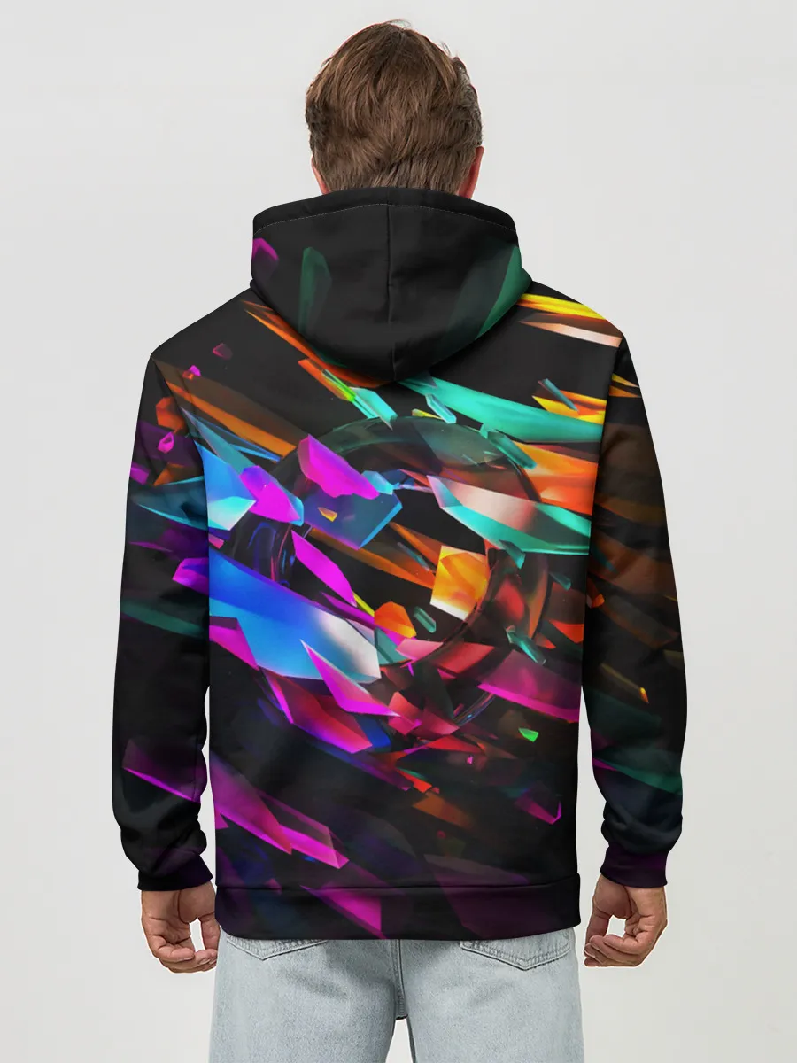 Худи мужской база хлопок / АБСТРАКЦИЯ НЕОНОВАЯ