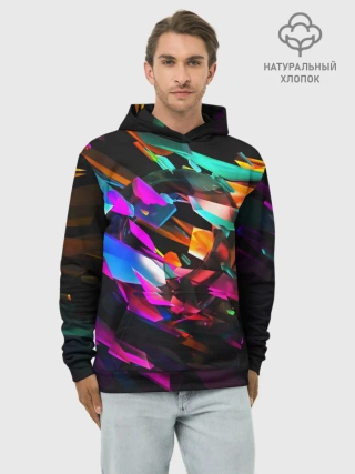 Худи мужской база хлопок / АБСТРАКЦИЯ НЕОНОВАЯ