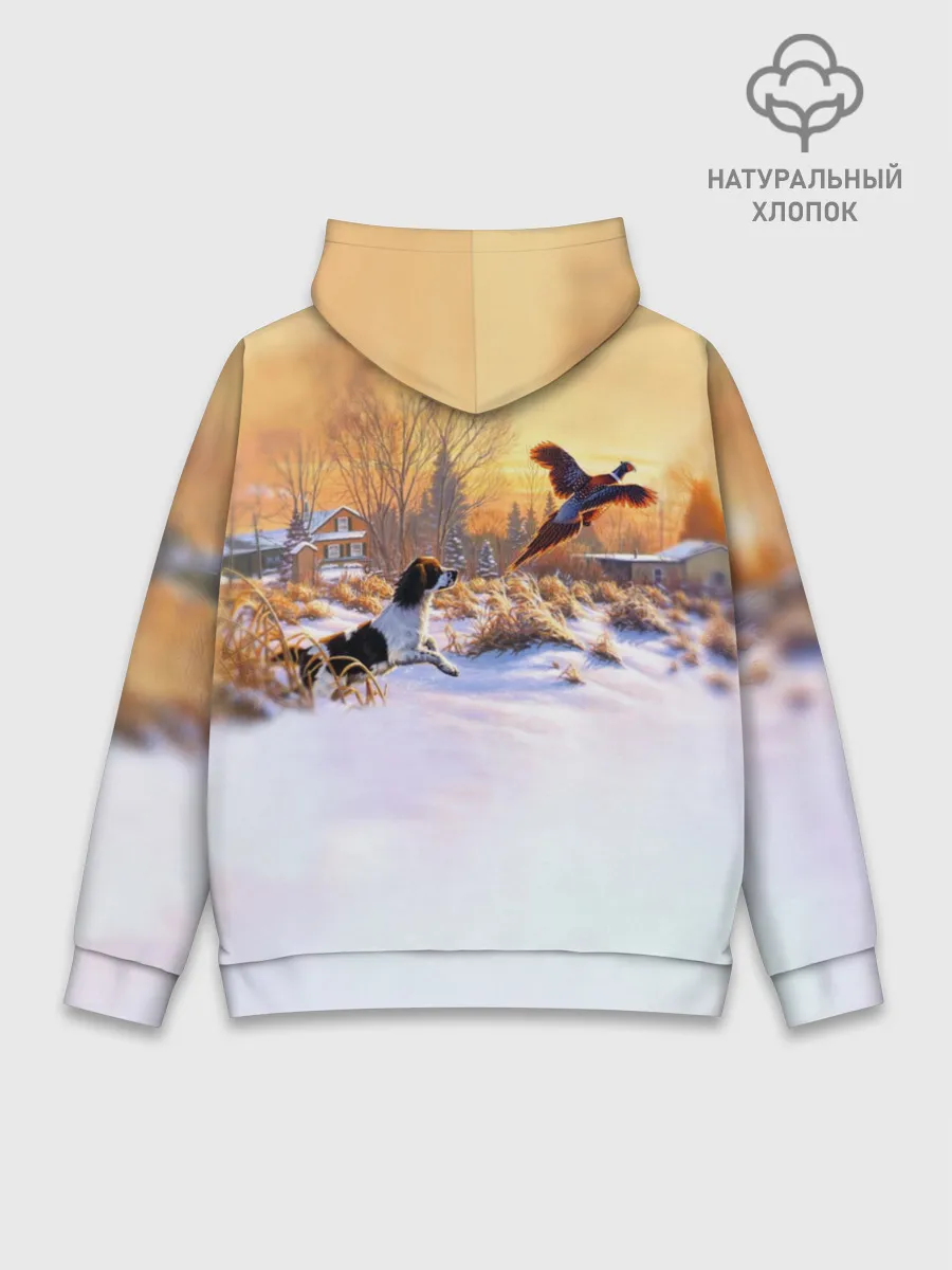 Худи мужской база хлопок / Собака и фазан
