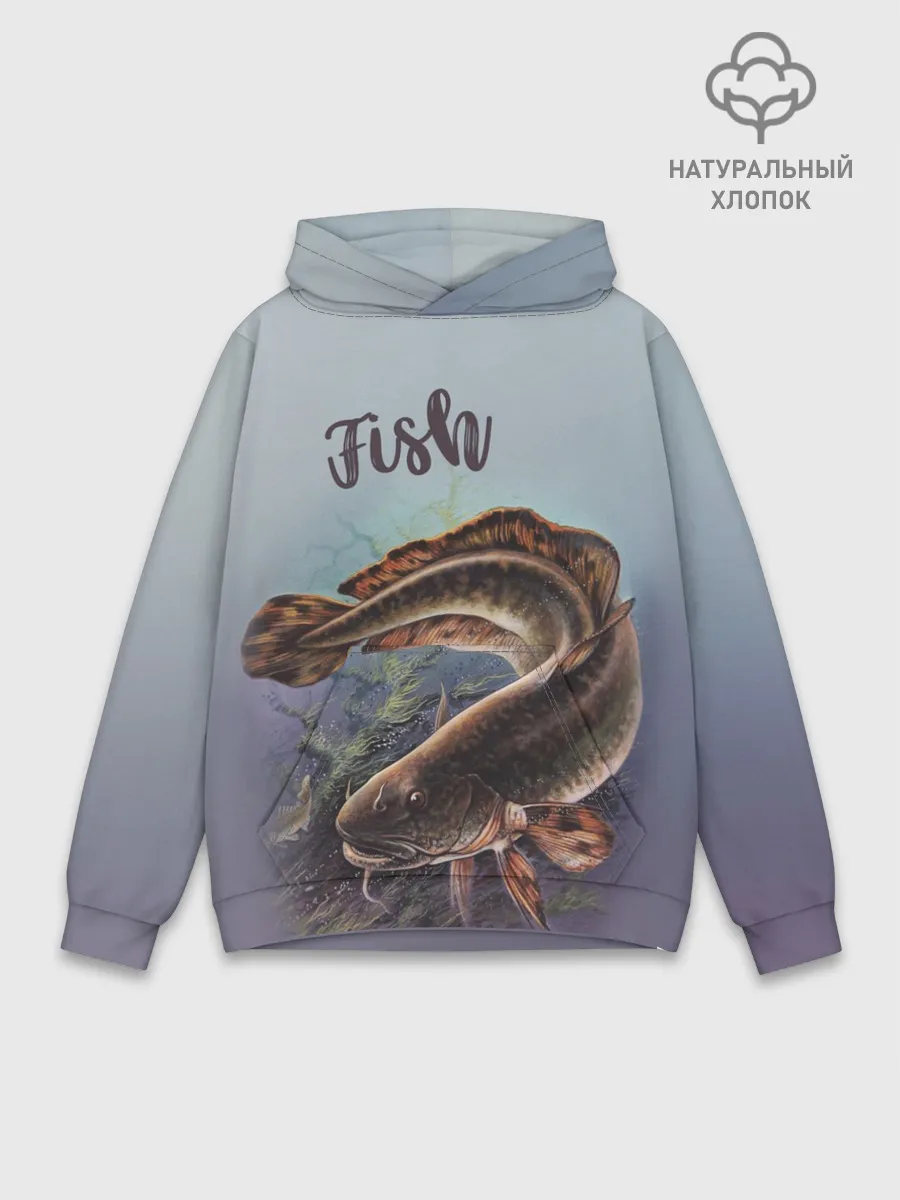 Худи мужской база хлопок / Fish