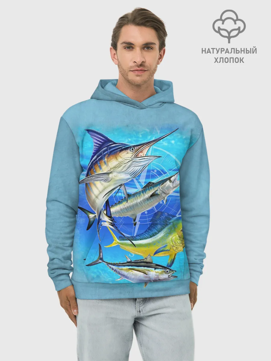 Худи мужской база хлопок / Marlin and other fish