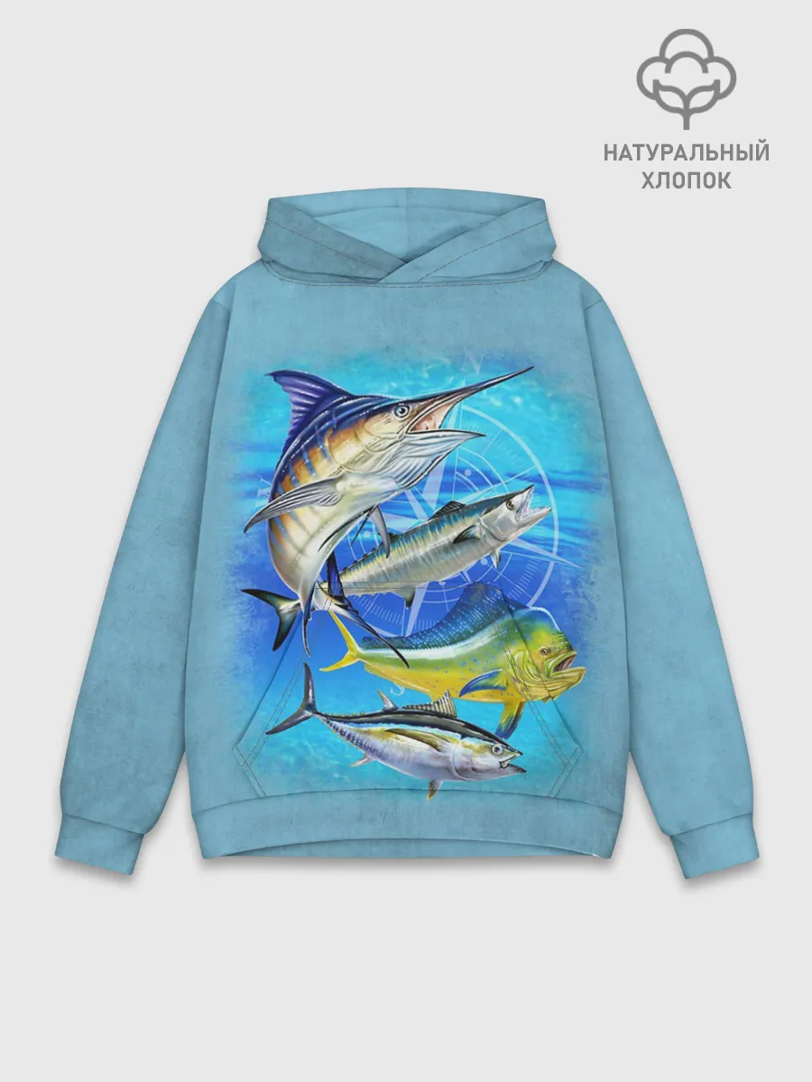 Худи мужской база хлопок / Marlin and other fish