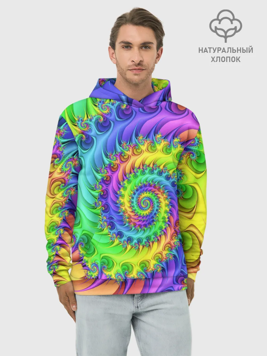Худи мужской база хлопок / ФРАКТАЛЬНЫЙ АБСТРАКТ