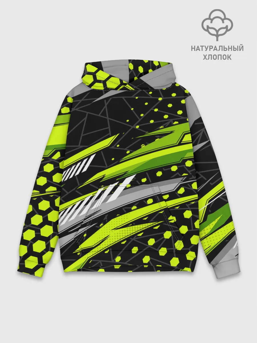 Худи мужской база хлопок / Black and Green