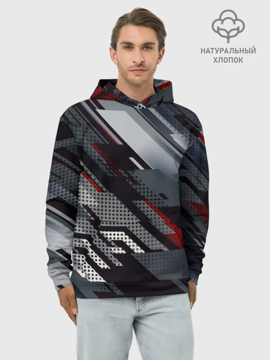 Худи мужской база хлопок / Металлическая текстура