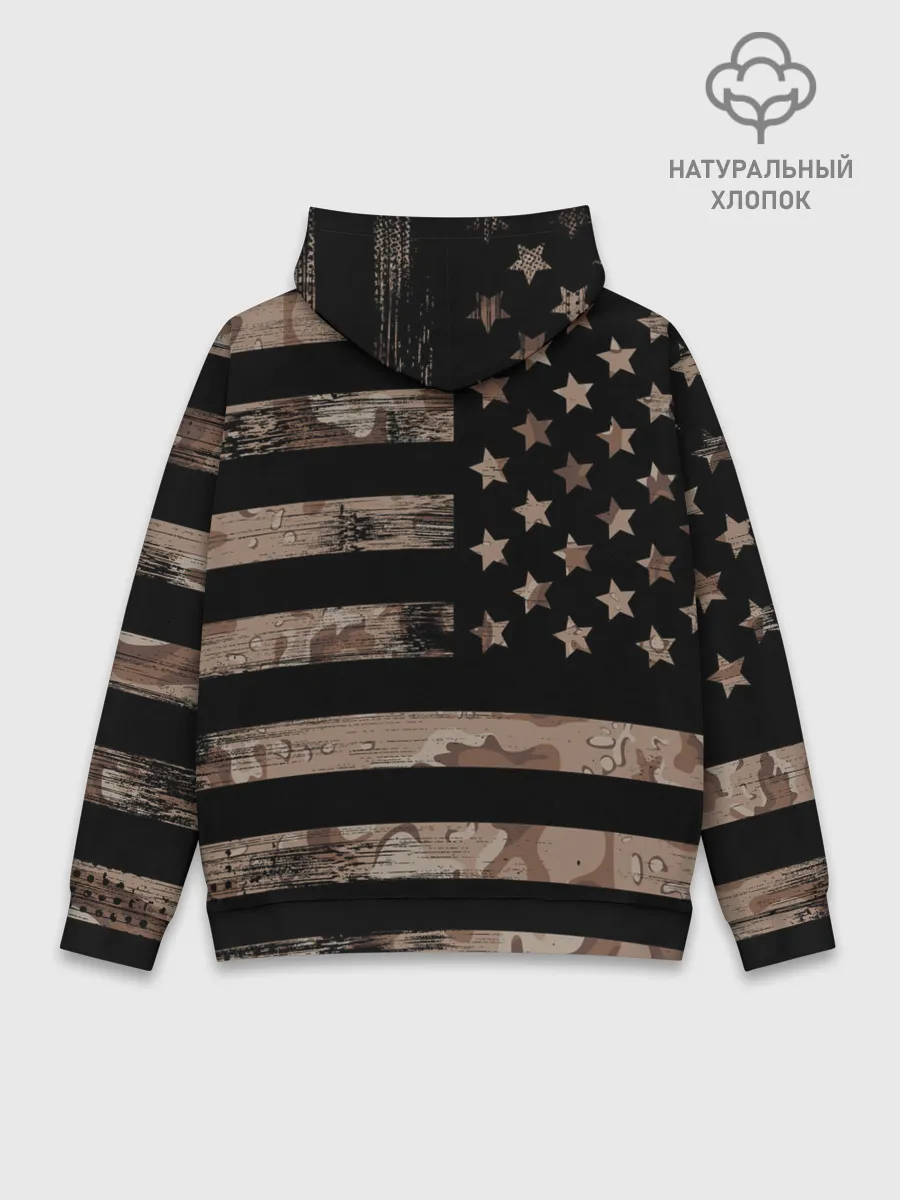 Худи мужской база хлопок / American Flag Camo