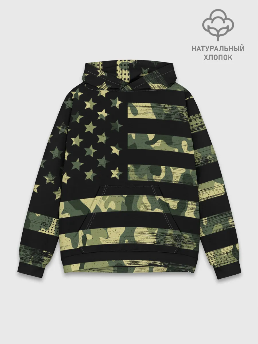 Худи мужской база хлопок / American Flag Camo