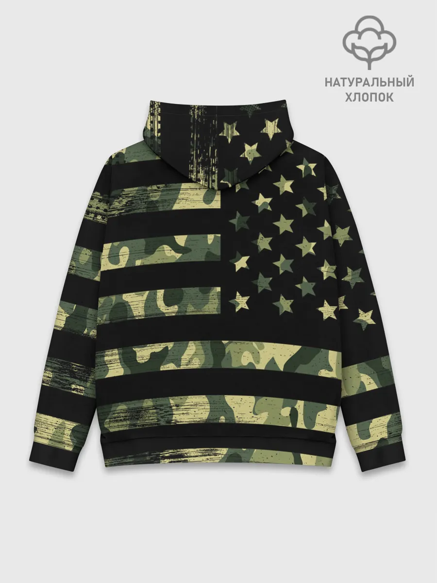 Худи мужской база хлопок / American Flag Camo
