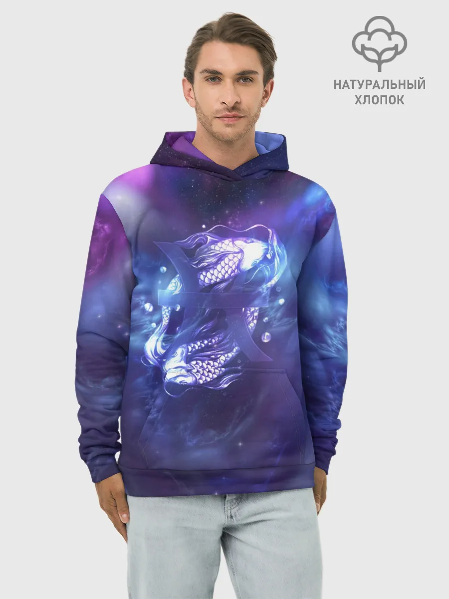 Худи мужской база хлопок / Рыбы