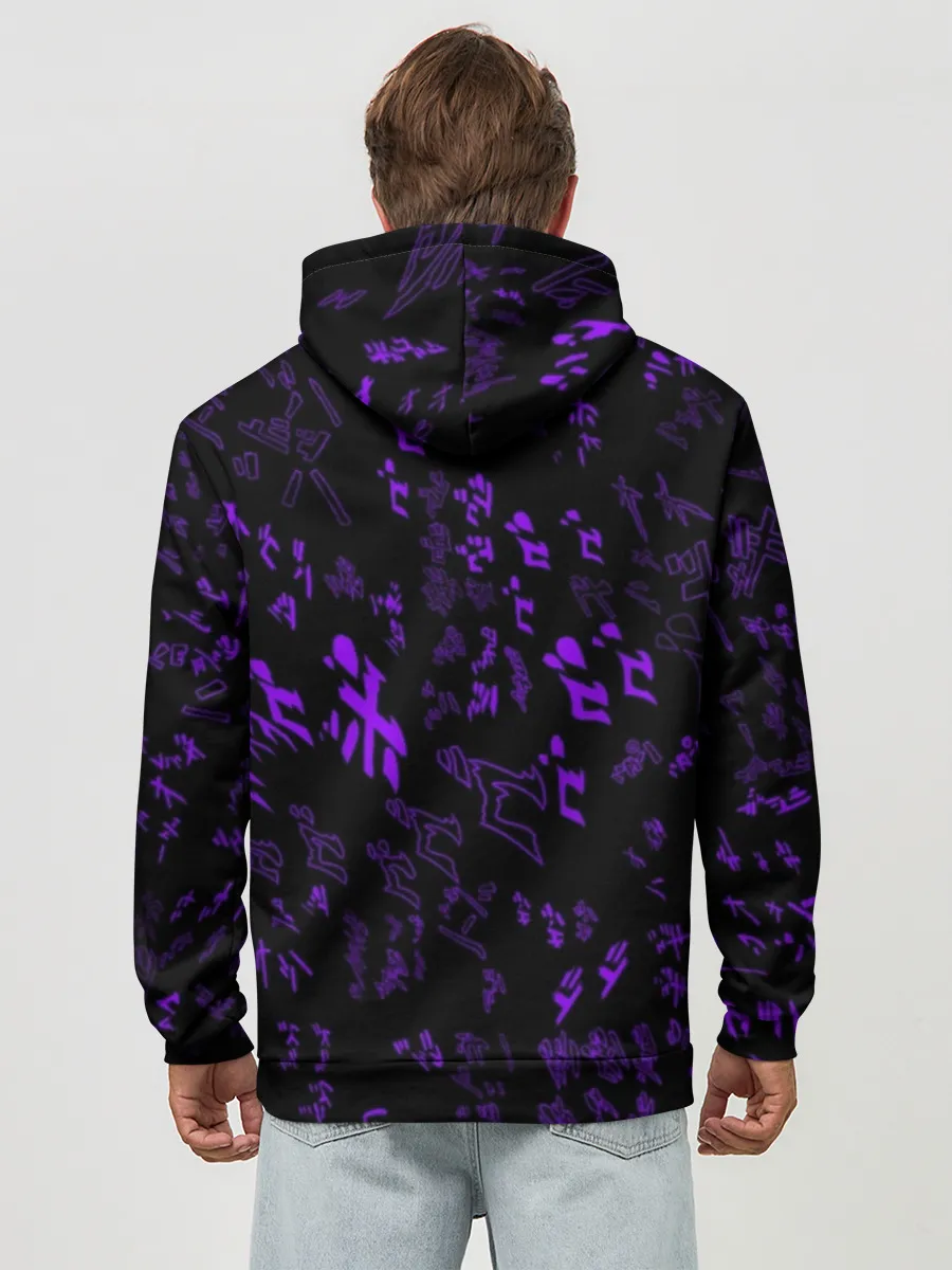 Худи мужской база хлопок / [JJBA] Menacing Pattern purple