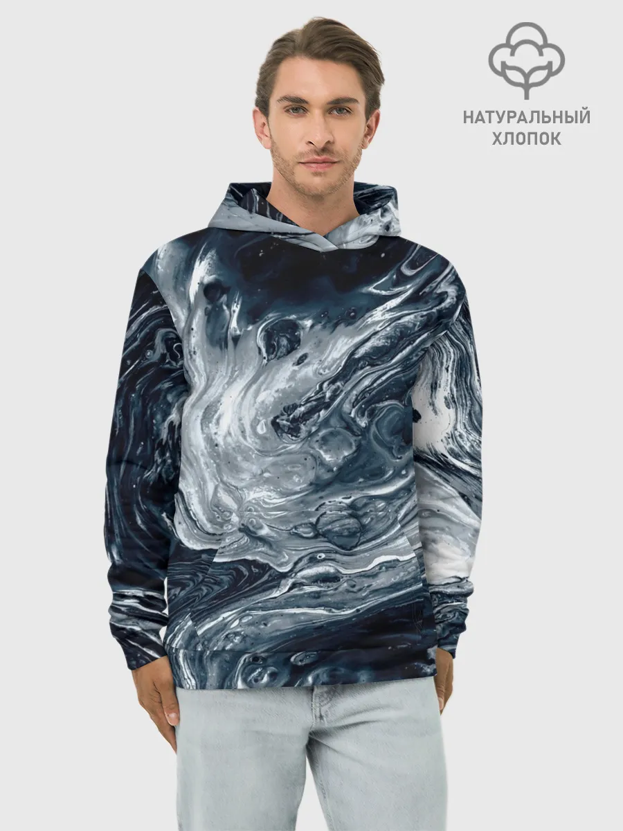 Худи мужской база хлопок / Темные холодные краски