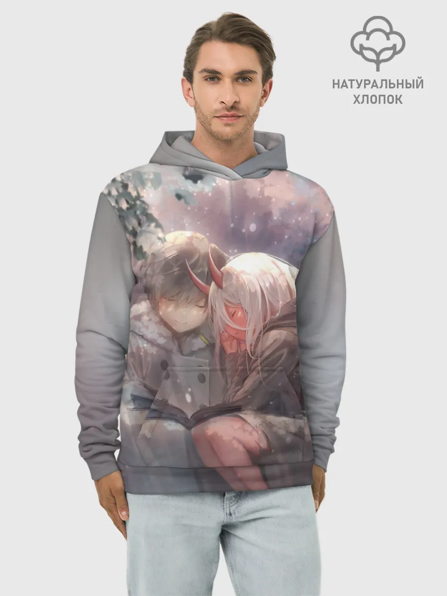 Худи мужской база хлопок / Ноль два и Хиро вместе