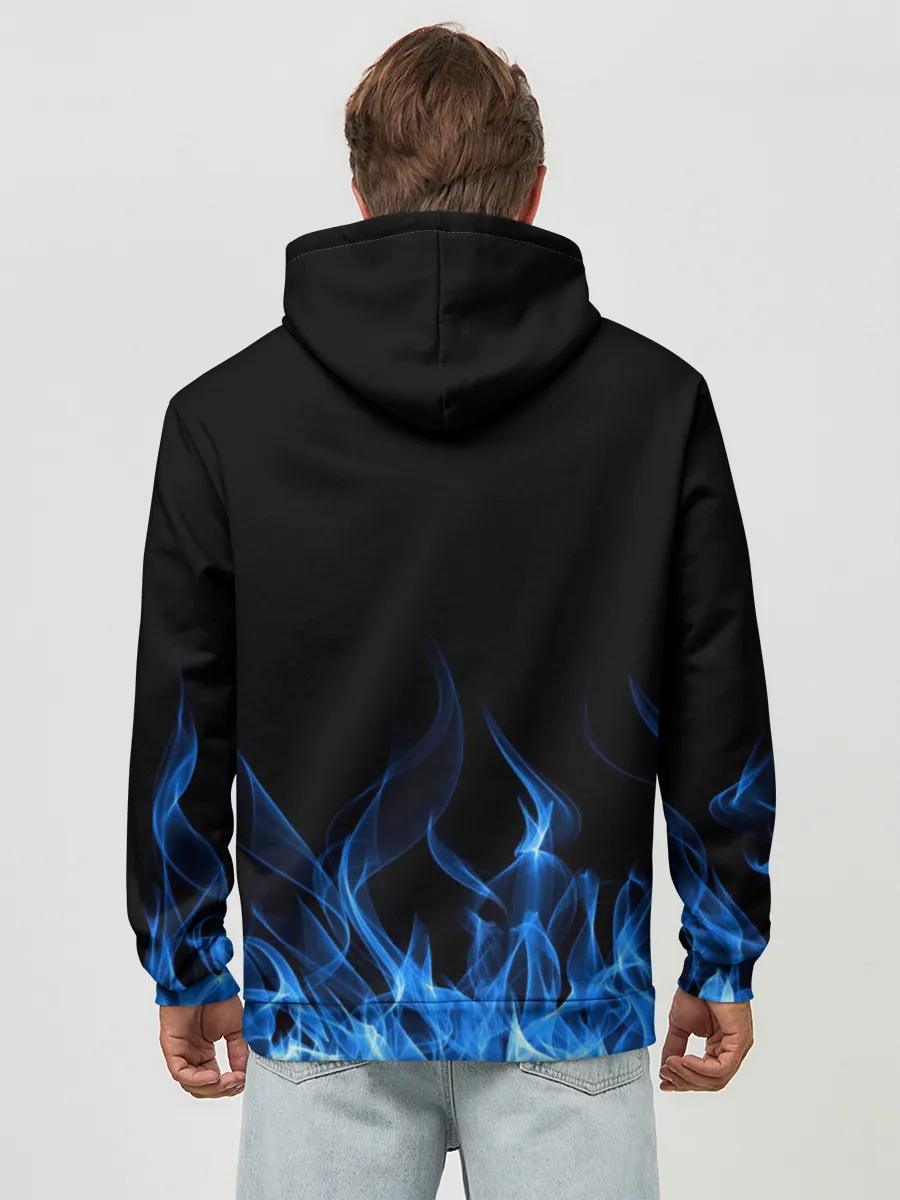 Худи мужской база хлопок / Синий Огонь