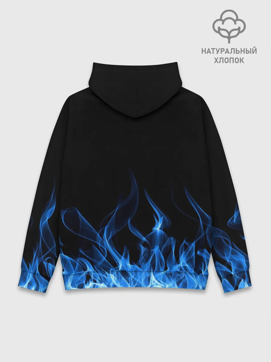 Худи мужской база хлопок / Синий Огонь