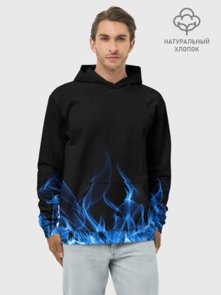 Худи мужской база хлопок / Синий Огонь