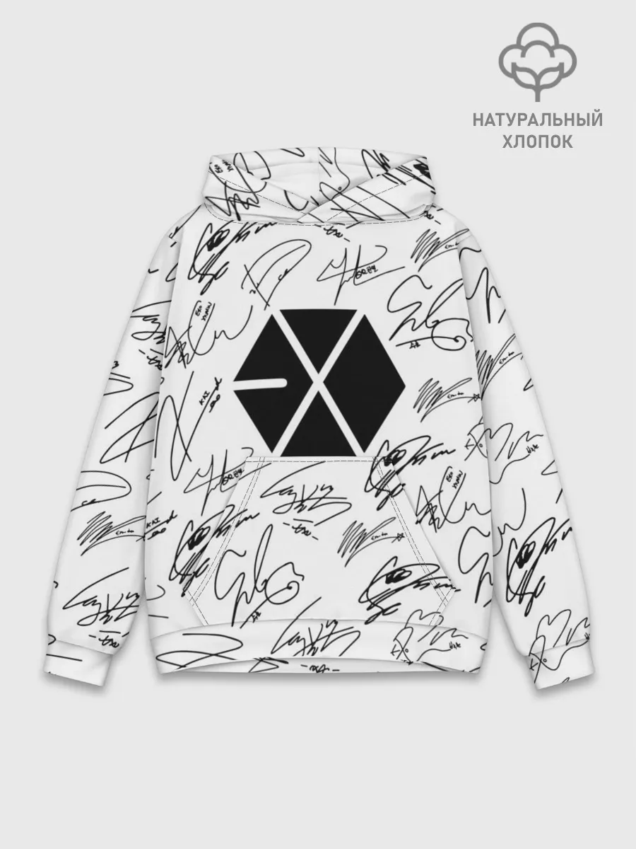 Худи мужской база хлопок / EXO BAND АВТОГРАФЫ