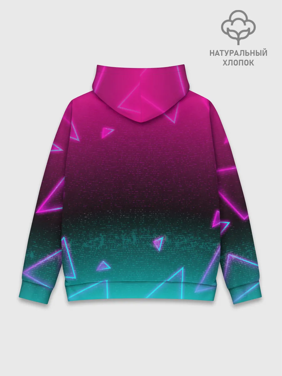 Худи мужской база хлопок / RETRO CYBER BEAR NEON