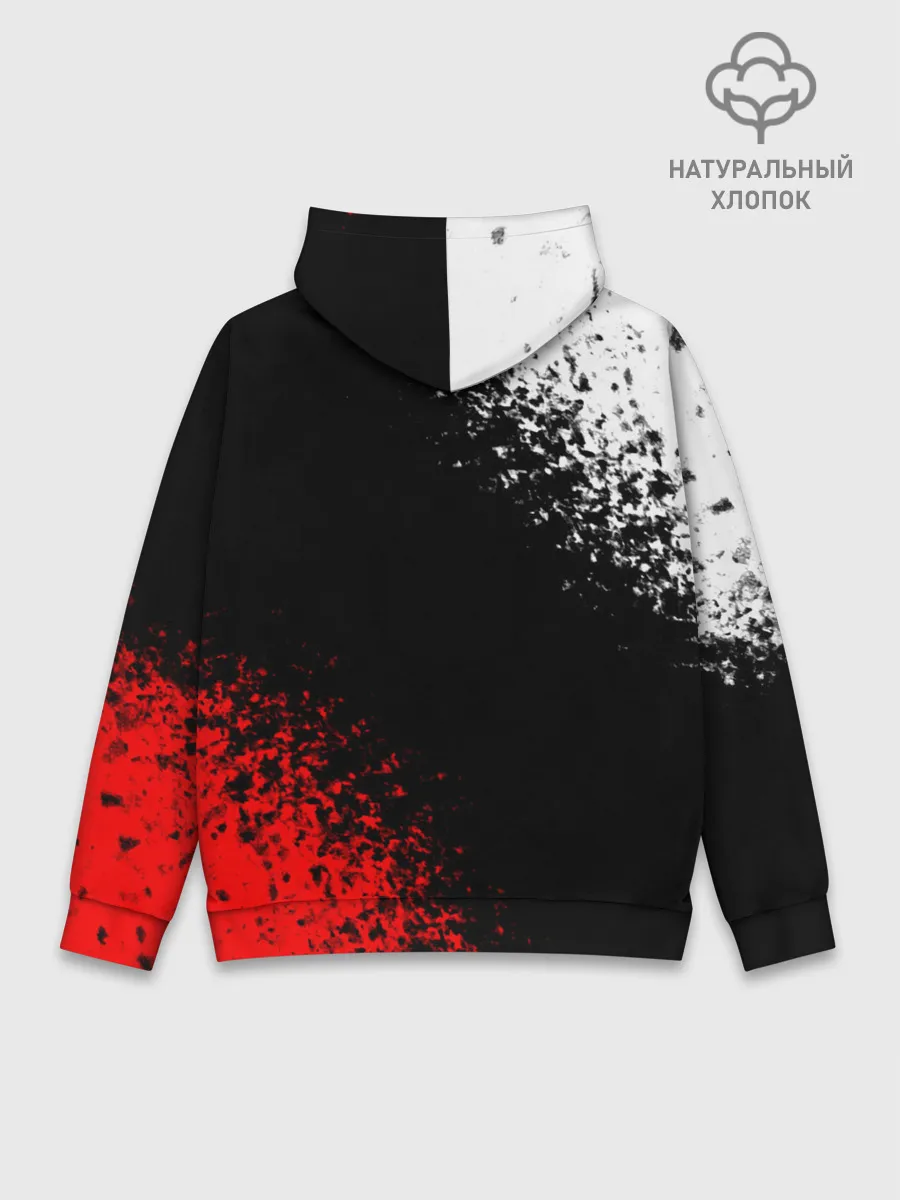 Худи мужской база хлопок / Оверлорд лого краснобелый