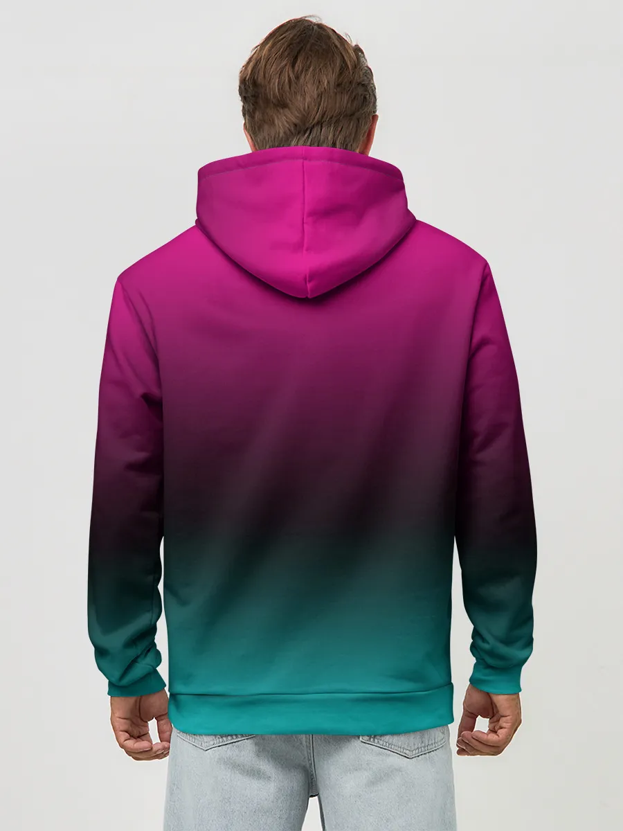 Худи мужской база хлопок / RETRO CYBER BEAR NEON