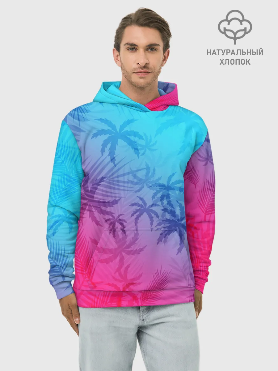Худи мужской база хлопок / НЕОНОВЫЕ ПАЛЬМЫ / NEON