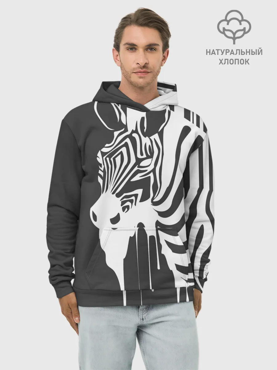Худи мужской база хлопок / Зебра