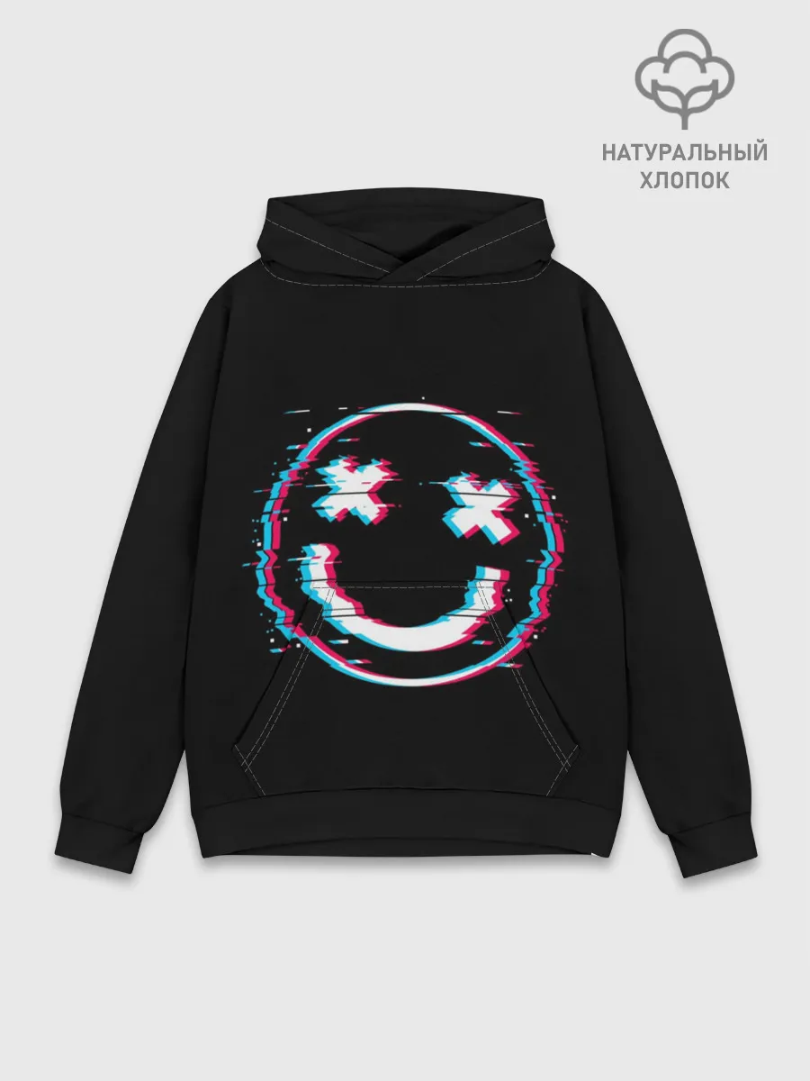 Худи мужской база хлопок / Glitch Smile