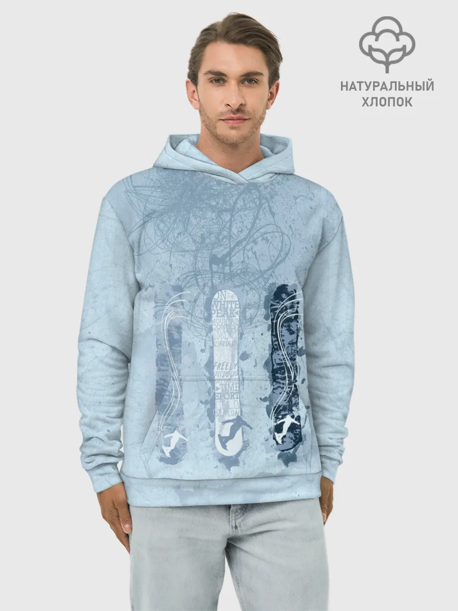 Худи мужской база хлопок / три сноуборда